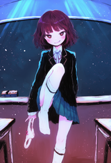 1girl, school uniform, pleated skirt, blazer, kneesocks, kneehighs, blackboard, s-69870639