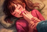 1girl, barefoot, presenting feet, close-up, licking foot, foot worship, age diff s-3299073034