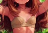 1girl, Green (pokemon), close-up, beige bra, no shirt, flat chest, smooth bra, f s-1855114038