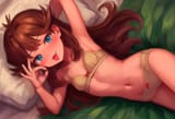 1girl, Green (pokemon), beige bra, no shirt, flat chest, smooth bra, full cup br s-2905389787