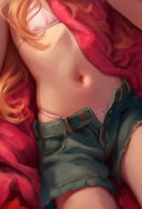 1girl, loli, aged down, immature female, child, tummy, close-up, no shirt, on ba s-1172328627