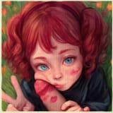 1girl, loli, aged down, immature female, child, red hair, curly hair, blue eyes, s-2323594712