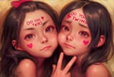 2girls, loli, aged down, immature female, black hair, nude, completely nude, bod s-3768744904
