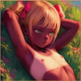 1girl, loli, aged down, immature female, bikini tan, topless, nipples, flat ches s-1143499778