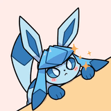 sparkling glaceon waiting at desk
