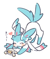 shiny sylveon playing with shiny metagross plush