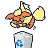 flareon being put in recycling bin