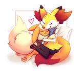 braixen and eevee hug