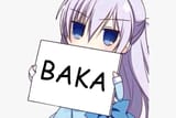 girl holding baka sign stupid