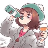 gloria drinking alcohol and holding wine with bags under eyes