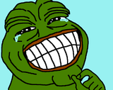 pepe kek laughing smug hand upon chin