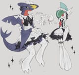 garchomp and gallade in maid outfits romantic couple