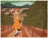 928 - artist_studio_massa coco dress farm grapes hat Illustraties_(official) looking_up official_art outside petjeaf smiling text wine_farm