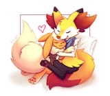 braixen and eevee hug