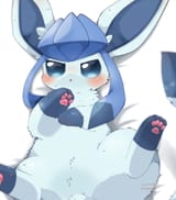 glaceon fluffy lying on back