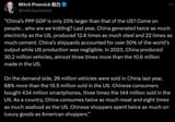 China production consumption compared to America