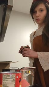 Betty making soup