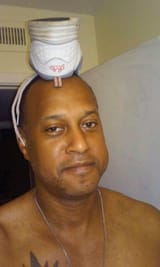 viper shoe on head