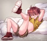 Shota biting shirt