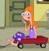 Pajama Candace in a little waggon