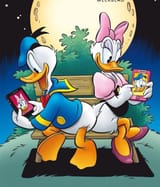 Donald and Daisy Duck are watching each other to the mobile phones