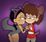 11591 - 2016 animalization artist_scobionicle99 blushing character_lynn_loud character_ronnie_anne_santiago half-closed_eyes looking_at_another