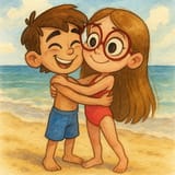 20250612_1650_Beach Hugging Scene_remix_01jxj9vy38fk6v89cz921h15zj