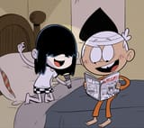 22408 - 2018 alternate_outfit artist_scobionicle99 barefoot bed blanket blushing character_lincoln_loud character_lucy_loud comic_book feet flashlight holding_object looking_down lucycoln maga