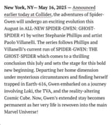 Spider-Gwen is now PERMANENTLY replacing the classic 616 Gwen Stacy hehehehe. DING DONG THE WHORE IS GONE