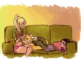 Courney Babcock painting Norman&#039;s nails