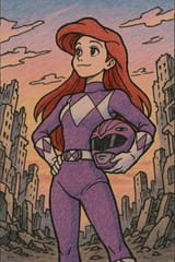 20250618_1828_Ariel Power Ranger Sunset_simple_compose_01jy2nwcp0eb69z6nyajhwmsdk