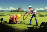 popeye putting bobobo to work on a spinach plantation