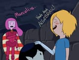 Marceline Blowing Finn In Fron of PB