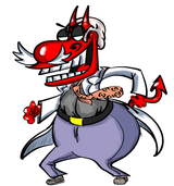 Red Guy from Cow &amp; Chicken dressed up as Blaine