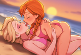 2girls, on beach, {{amazing quality, very aesthetic, traditional media, colored s-1313083751