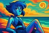 Lapis Lazuli posing next to ocean