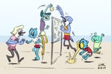 55788 - artist_lhk crossovers gumball_watterson harvey_beaks harvey_beaks_(series) miriam_beaks mordecai mordecai&#039;s_mom nicole_watterson regular_show the_amazing_world_of_gumball zeigram_(colors)