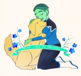 tendi hugging the dog