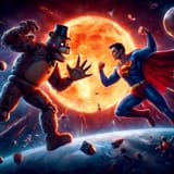 Superman_fights_Freddy_Fazbear_in_Space_while_the_Earth_Explodes_Behind_Them_02