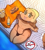 Darwin chilling at the pool