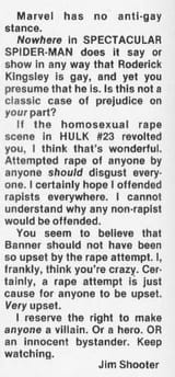 jim shooter no anti-gay stance