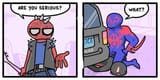 Spider-CHAD 2099 stops Peter Darker