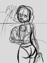 Jackie at the beach_Sketch