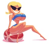 Sunny miami sitting on a beachball