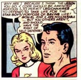 Superboy defending Star Boy for killing