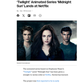 Twilight&#039; Animated Series &#039;Midnight Sun&#039; Lands at Netflix