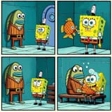 4 panel comic of Spongebob holding a fish OIG1.Gk_6EGr9Bt4
