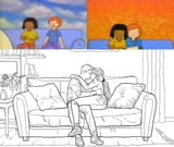 Bunch of Munsch kids in couch romantic