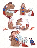 A super girl and her dog