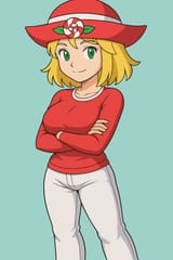 Make her look older and more physically developed especially give her a bit of a sizable chest but looks as if she&#039;s 18 at most please.